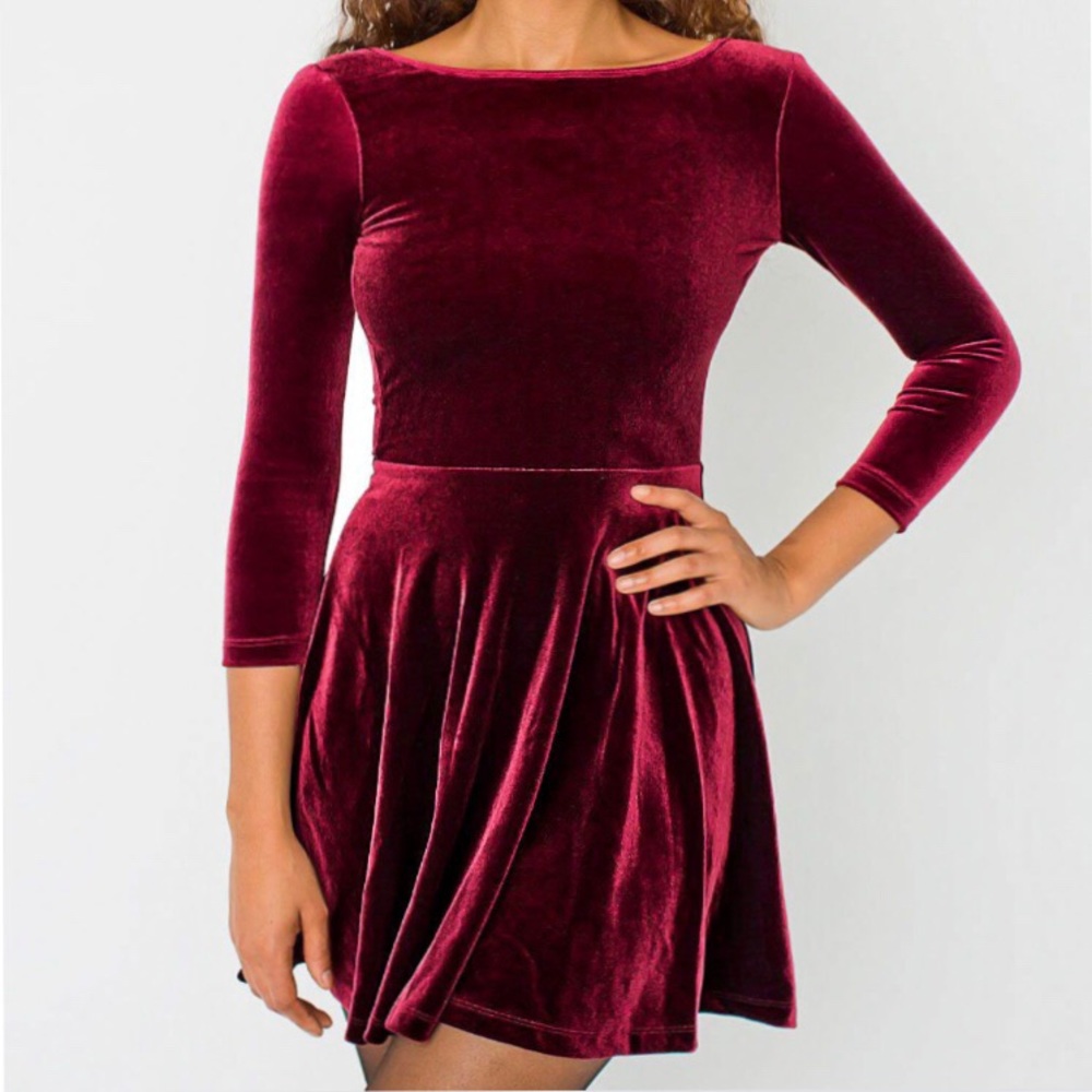 American Apparel Stretch Velvet Skater Dress